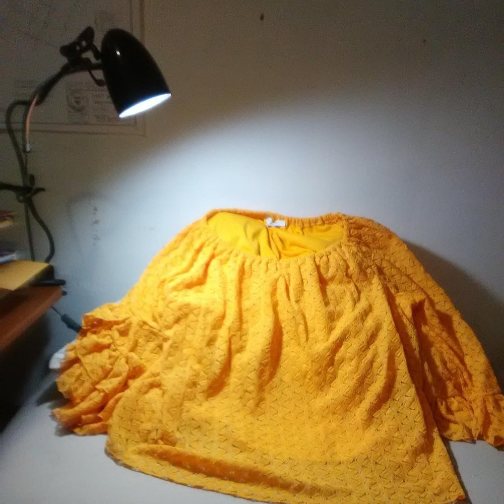 Fever Bright Yellow Bell Sleeve Peasant Top